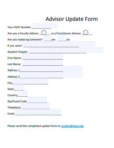 advisor update form template