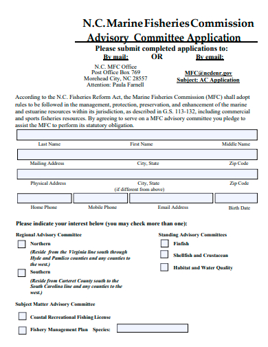 advisory committee application template