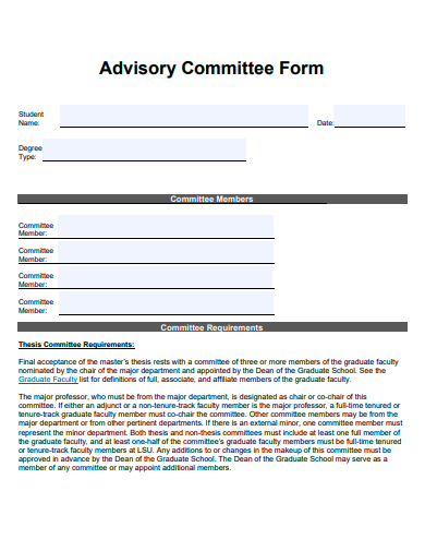 advisory committee form template