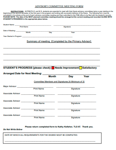 advisory committee meeting form template