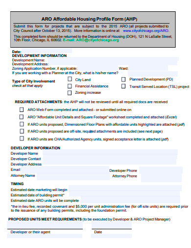 affordable housing profile form template