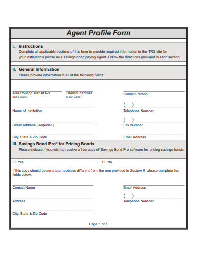 agent profile form template