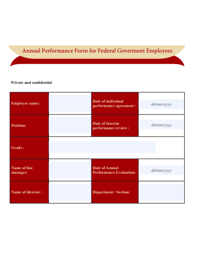 annual performance form for federal government employees template