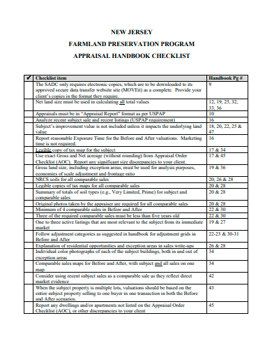 appraisal handbook checklist template