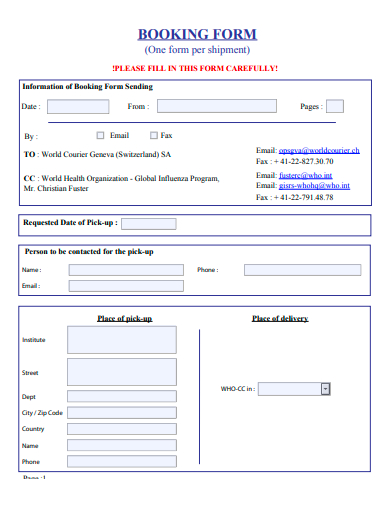 basic booking form template