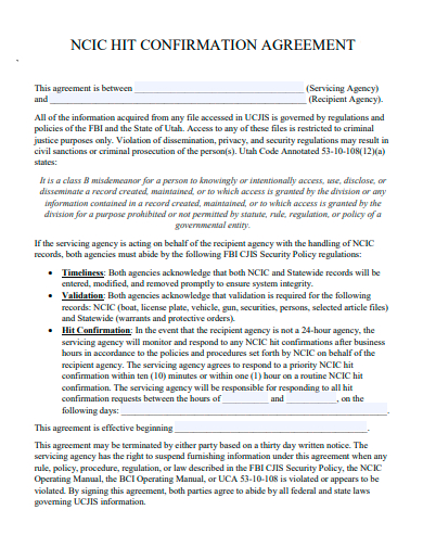 basic confirmation agreement template