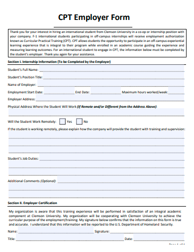 basic employer form template