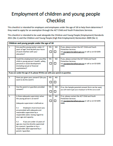 basic employment checklist template
