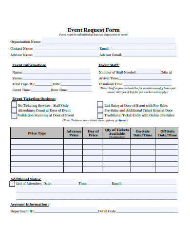 basic event request form template