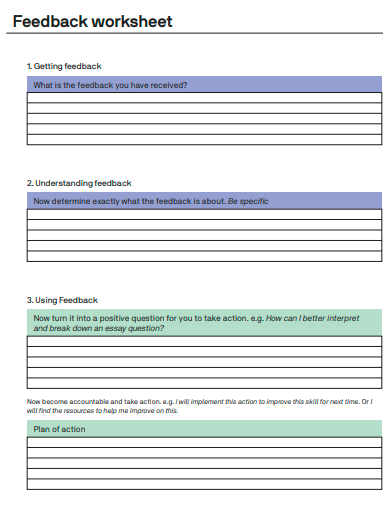 basic feedback worksheet template