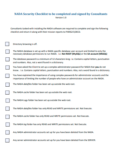 basic security checklist template