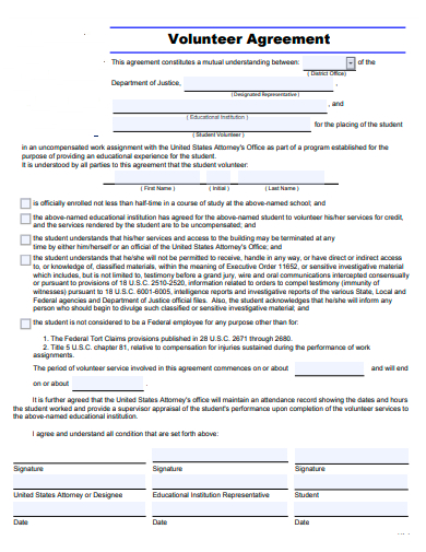 basic volunteer agreement template