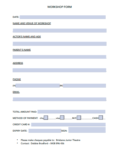 FREE 33+ Workshop Form Samples in PDF | MS Word
