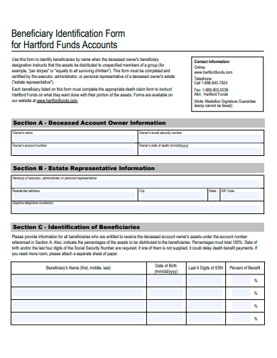 beneficiary identification form template