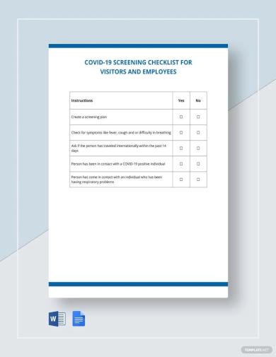 covid 19 screening checklist for visitors and employees template
