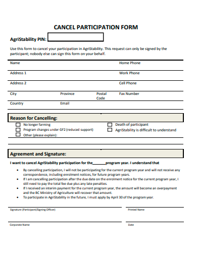 cancel participation form template