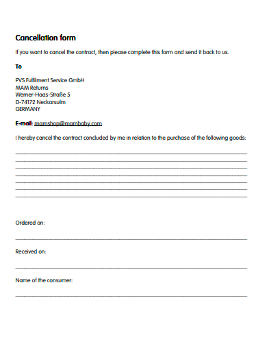 cancellation form example