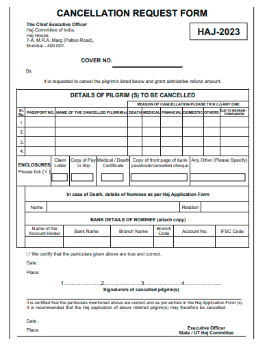 cancellation request form template