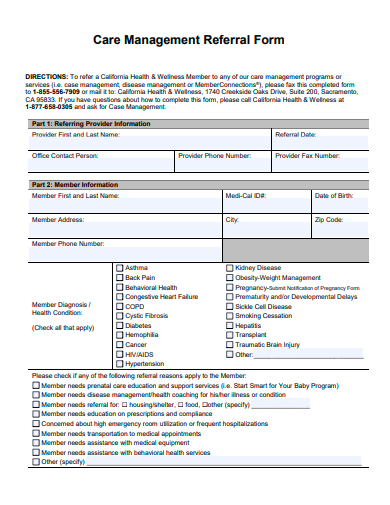 care management referral form template