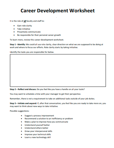 career development worksheet template