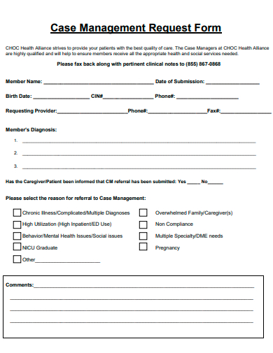 case management request form template