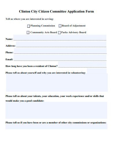 citizen committee application form template
