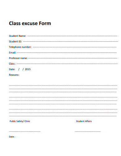 class excuse form template