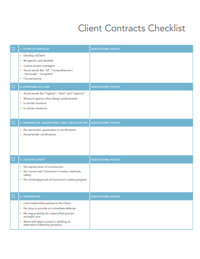 client contracts checklist template