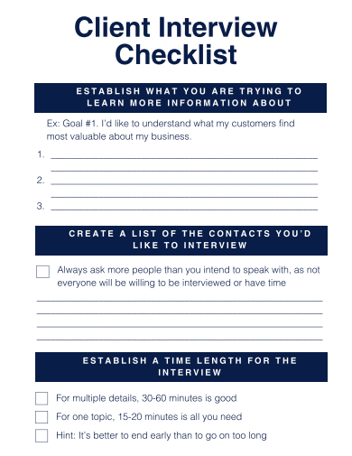 client interview checklist template