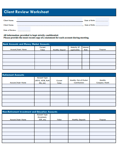 client review worksheet template