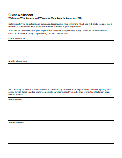 client worksheet template