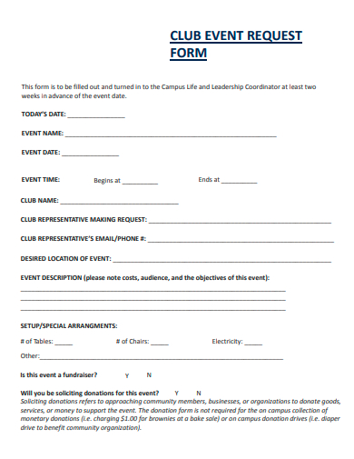 club event request form template