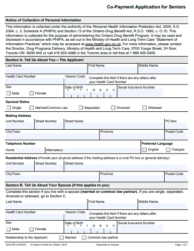 co payment application for seniors template