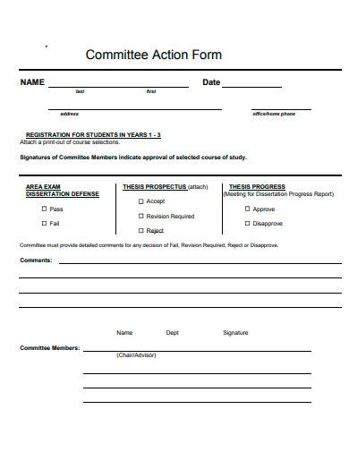 committee action form template