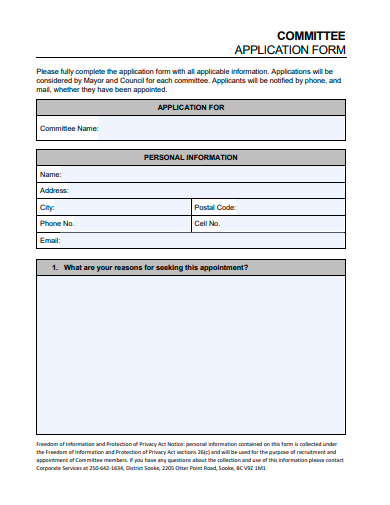 committee application form template