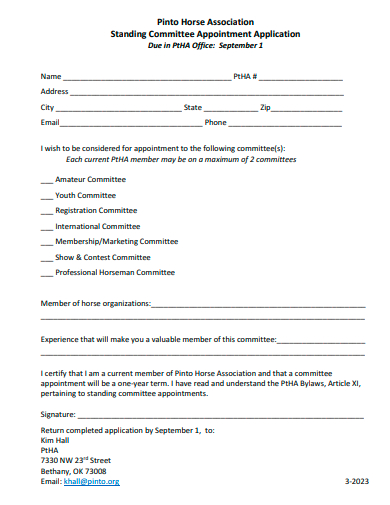 committee appointment application template