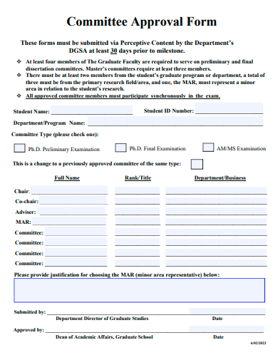 committee approval form template