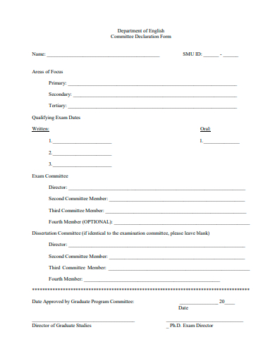 committee declaration form template