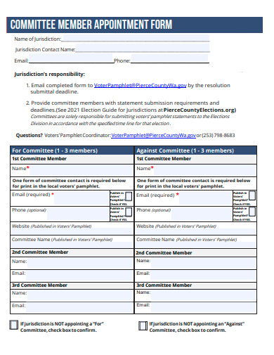 committee member appointment form template