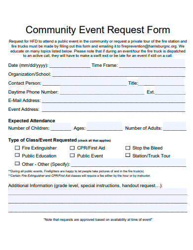community event request form template