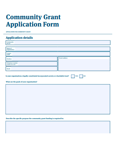 community grant application form template