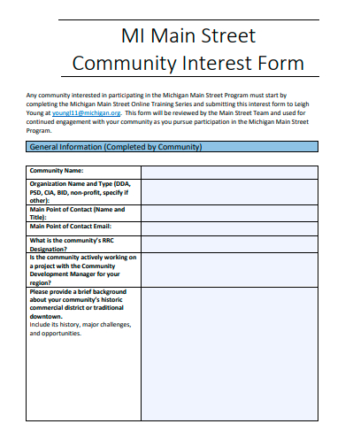 community interest form template
