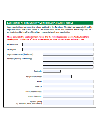 community member application form template