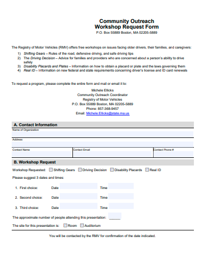 community outreach workshop request form template