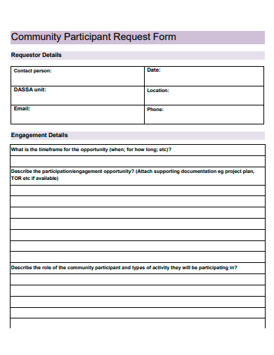 community participant request form template