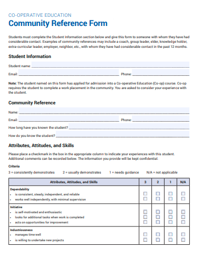 community reference form template