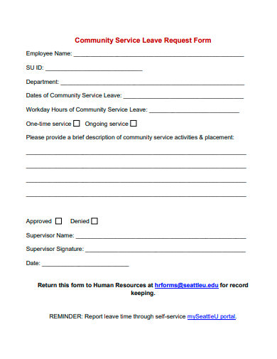 community service leave request form template
