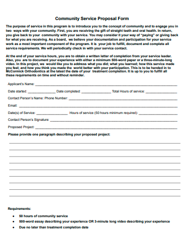 community service proposal form template