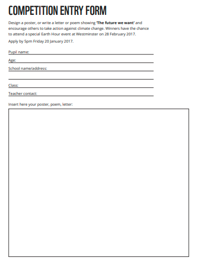 competition entry form template