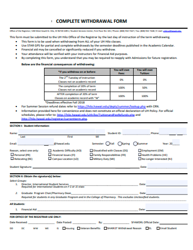 complete withdrawal form template